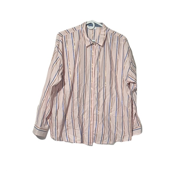 J. Jill Button Down Pinstripe Size LP - Picture 1 of 5